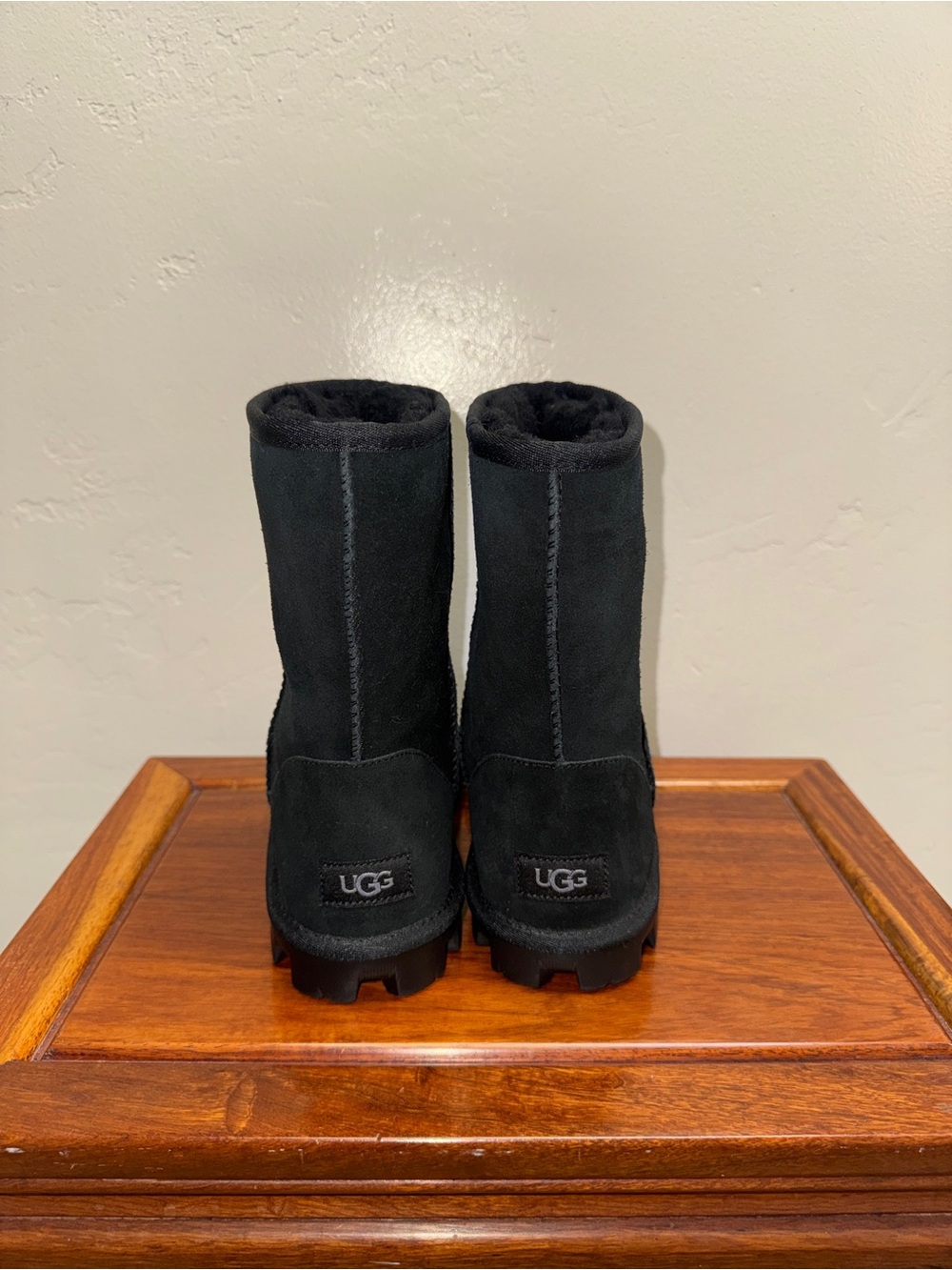 UGG Kids Black Short Suede Winter Boots
